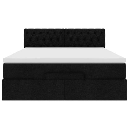 vidaXL Lit ottoman avec matelas Noir 140x200 cm Tissu