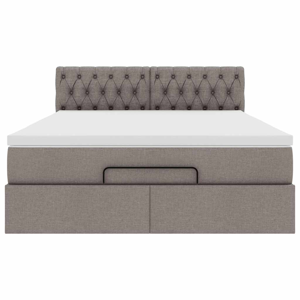 vidaXL Ottoman-Bett mit Matratze Taupe 140x200 cm Stoff