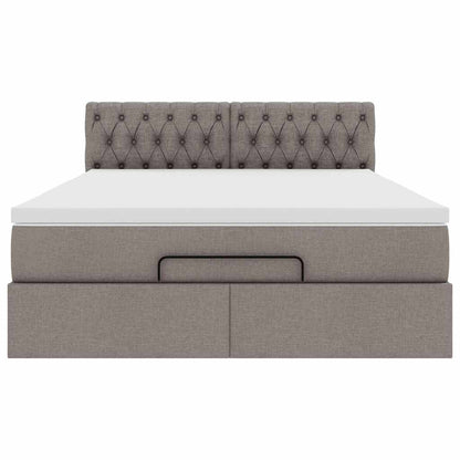 vidaXL Ottoman-Bett mit Matratze Taupe 140x200 cm Stoff