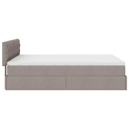 vidaXL Ottoman-Bett mit Matratze Taupe 140x200 cm Stoff