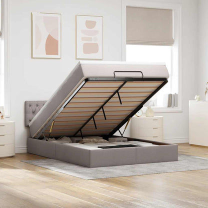 vidaXL Ottoman-Bett mit Matratze Taupe 140x200 cm Stoff