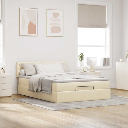 vidaXL Lit Ottoman avec matelas Crème 140x200 cm Tissu
