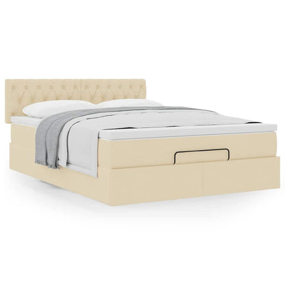 vidaXL Lit Ottoman avec matelas Crème 140x200 cm Tissu