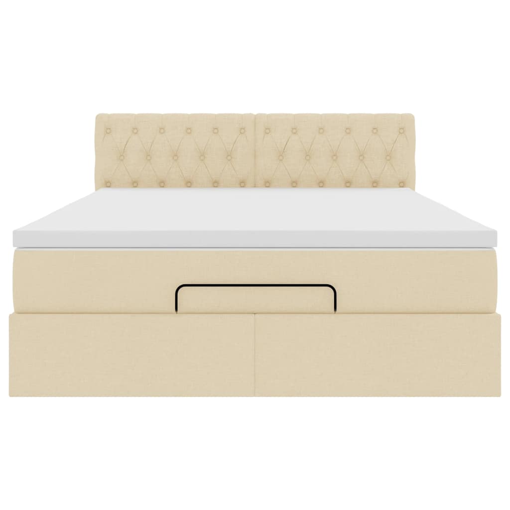 vidaXL Lit Ottoman avec matelas Crème 140x200 cm Tissu