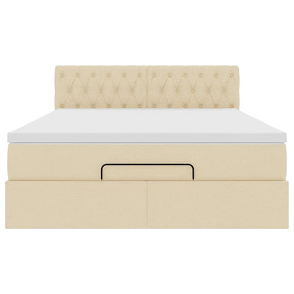 vidaXL Lit Ottoman avec matelas Crème 140x200 cm Tissu