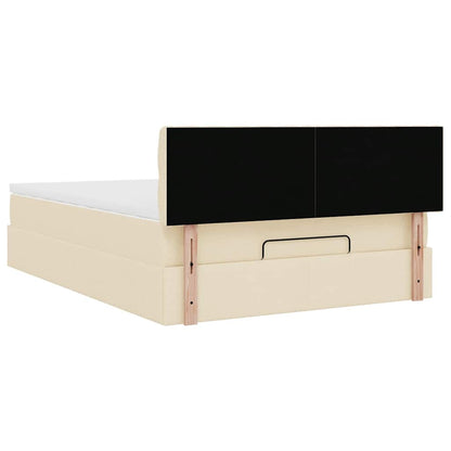vidaXL Lit Ottoman avec matelas Crème 140x200 cm Tissu