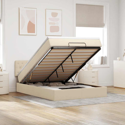 vidaXL Lit Ottoman avec matelas Crème 140x200 cm Tissu