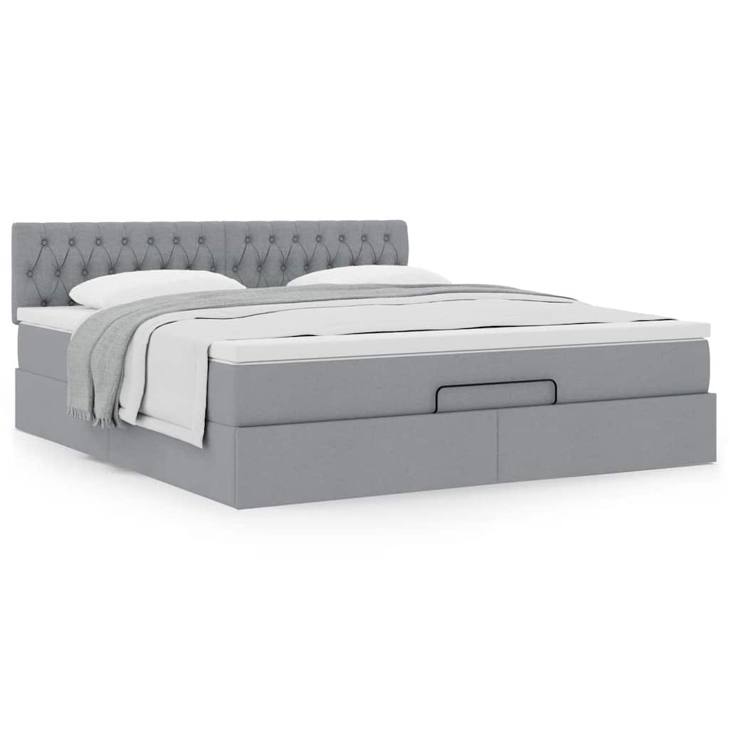 vidaXL Lit ottoman avec matelas Gris clair 160x200 cm Tissu
