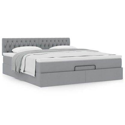 vidaXL Lit ottoman avec matelas Gris clair 160x200 cm Tissu