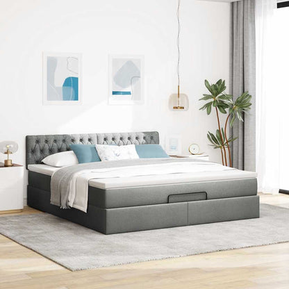 vidaXL Lit ottoman avec matelas gris foncé 160x200 cm Tissu