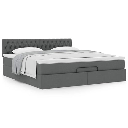 vidaXL Lit ottoman avec matelas gris foncé 160x200 cm Tissu