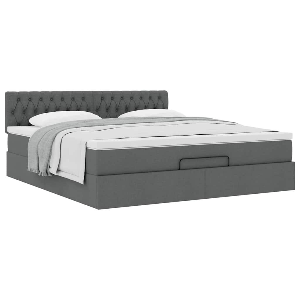 vidaXL Lit ottoman avec matelas gris foncé 160x200 cm Tissu