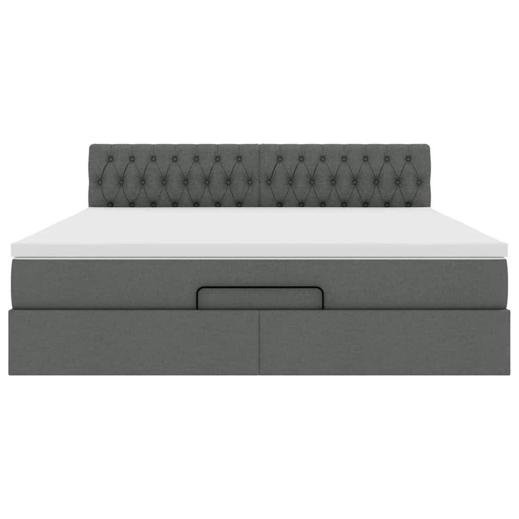 vidaXL Lit ottoman avec matelas gris foncé 160x200 cm Tissu