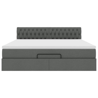 vidaXL Lit ottoman avec matelas gris foncé 160x200 cm Tissu