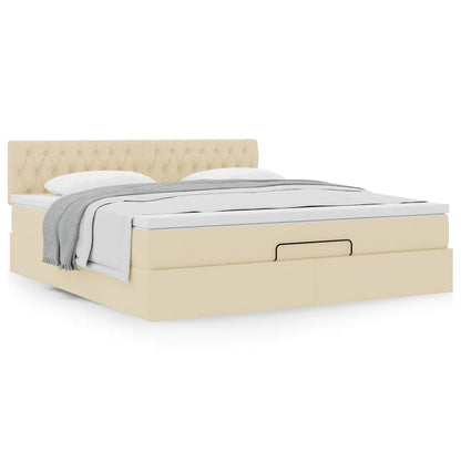 vidaXL Lit Ottoman avec matelas crème 160x200 cm Tissu