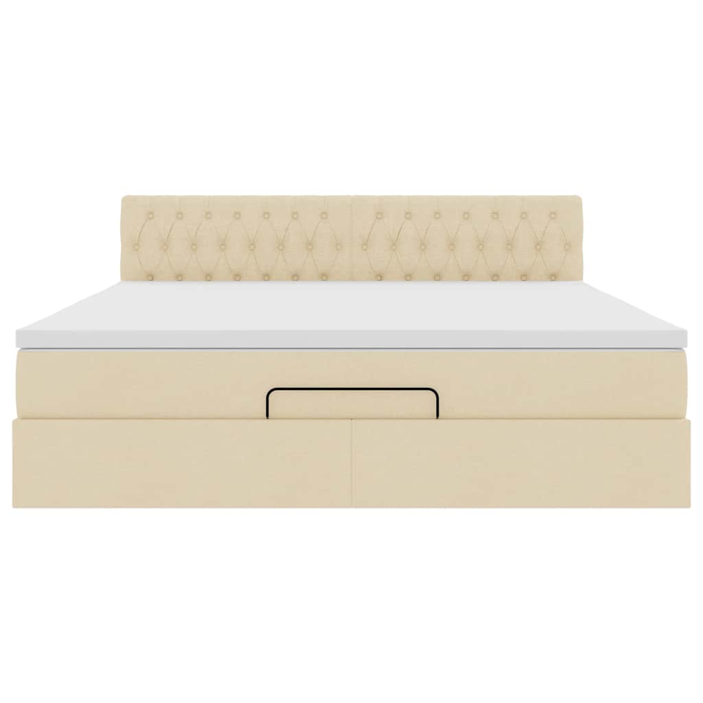 Ottoman-Bett mit Matratze Creme 160x200 cm Stoff