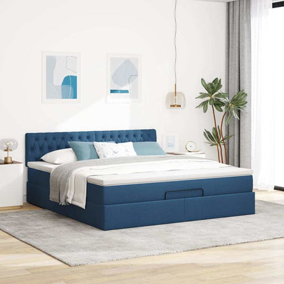 vidaXL Ottoman-Bett mit Matratze Blau 160x200 cm Stoff