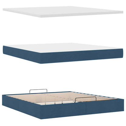 vidaXL Ottoman-Bett mit Matratze Blau 160x200 cm Stoff