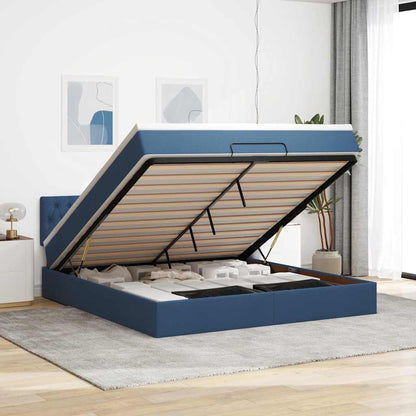vidaXL Ottoman-Bett mit Matratze Blau 160x200 cm Stoff