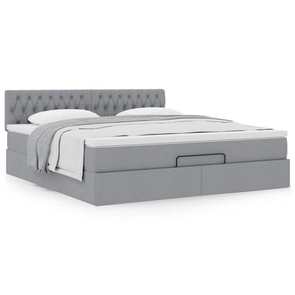 vidaXL Ottoman-Bett mit Matratze Hellgrau 180x200 cm Stoff