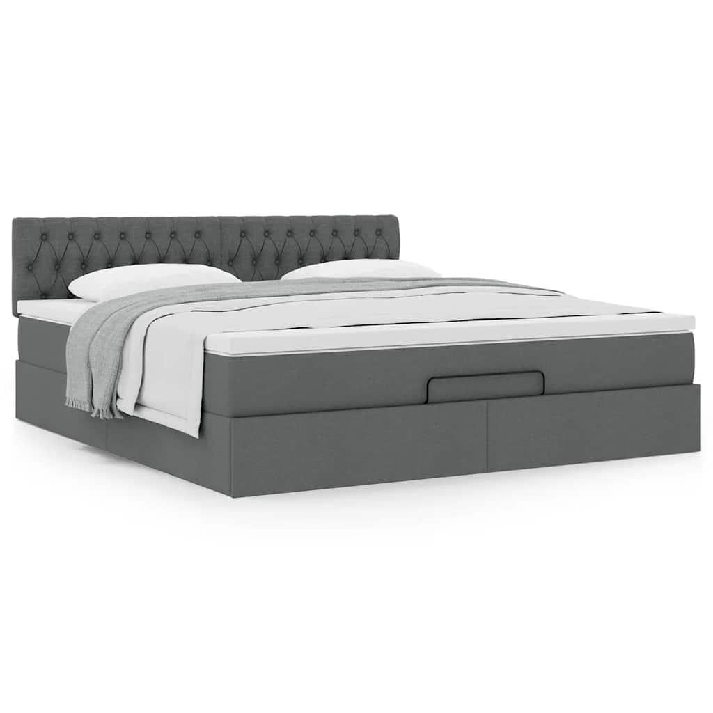 vidaXL Lit ottoman avec matelas gris foncé 180x200 cm tissu