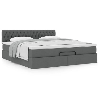vidaXL Lit ottoman avec matelas gris foncé 180x200 cm tissu