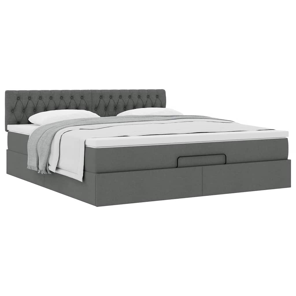 vidaXL Lit ottoman avec matelas gris foncé 180x200 cm tissu