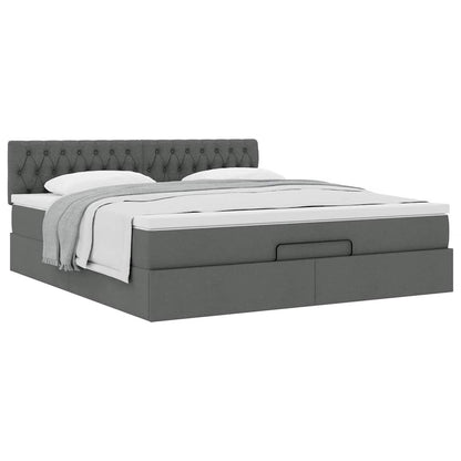 vidaXL Lit ottoman avec matelas gris foncé 180x200 cm tissu