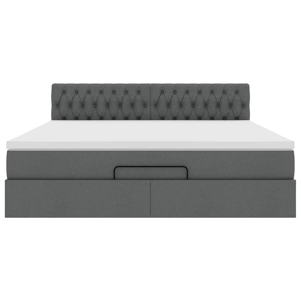 vidaXL Lit ottoman avec matelas gris foncé 180x200 cm tissu