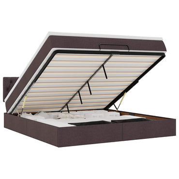 vidaXL Lit ottoman avec matelas Marron foncé 180x200 cm Tissu