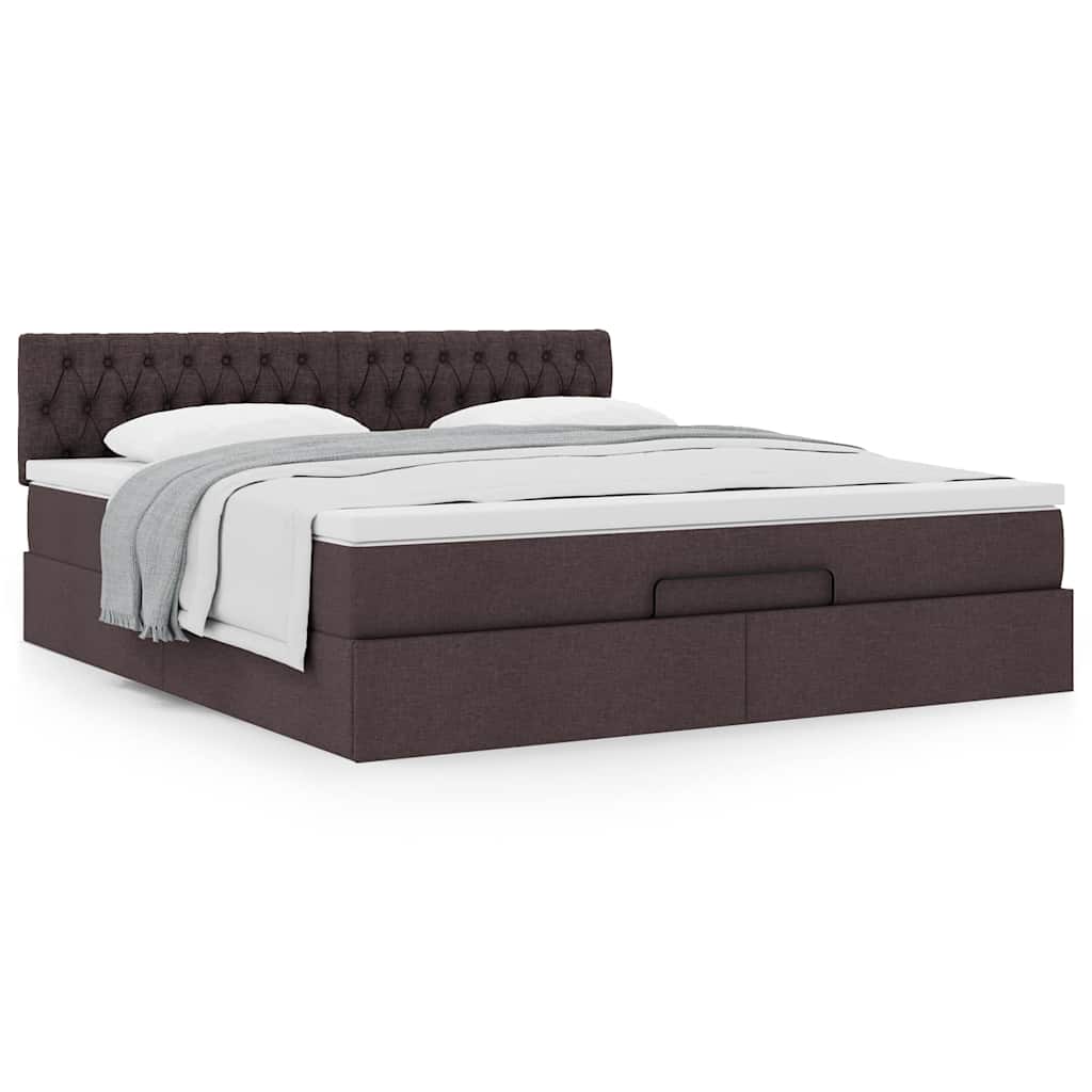 vidaXL Lit ottoman avec matelas Marron foncé 180x200 cm Tissu