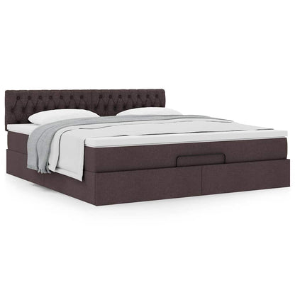 vidaXL Lit ottoman avec matelas Marron foncé 180x200 cm Tissu