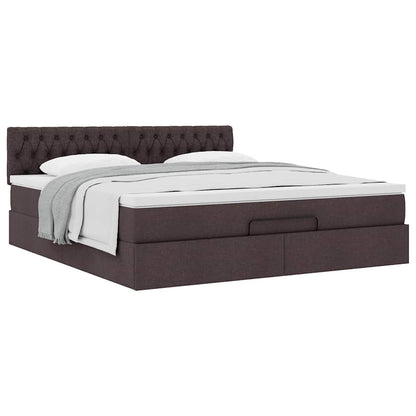 vidaXL Lit ottoman avec matelas Marron foncé 180x200 cm Tissu
