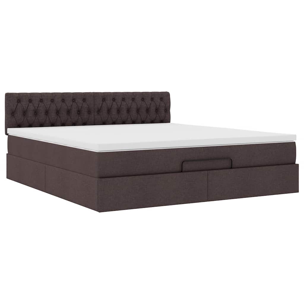 vidaXL Lit ottoman avec matelas Marron foncé 180x200 cm Tissu