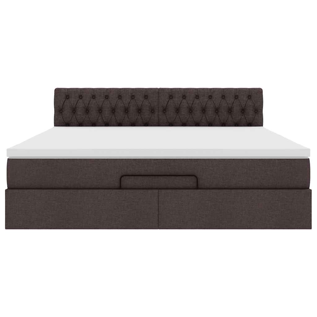 vidaXL Lit ottoman avec matelas Marron foncé 180x200 cm Tissu