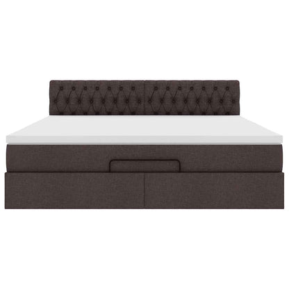 vidaXL Lit ottoman avec matelas Marron foncé 180x200 cm Tissu