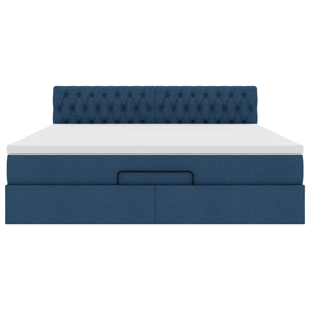 vidaXL Ottoman-Bett mit Matratze Blau 180x200 cm Stoff