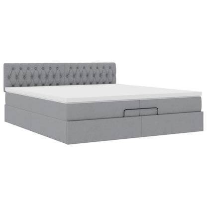 vidaXL Ottoman-Bett mit Matratze Hellgrau 200x200 cm Stoff