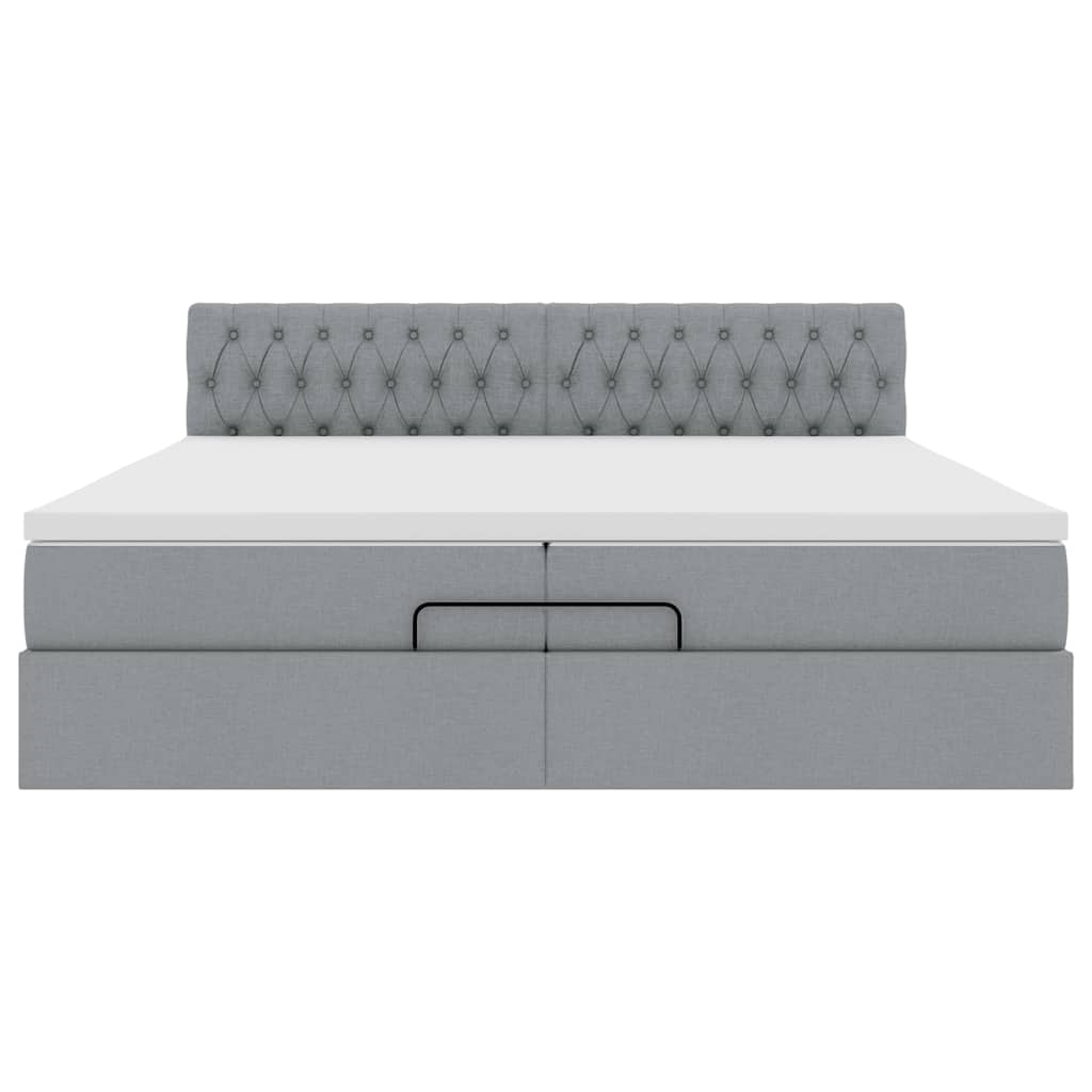 vidaXL Ottoman-Bett mit Matratze Hellgrau 200x200 cm Stoff