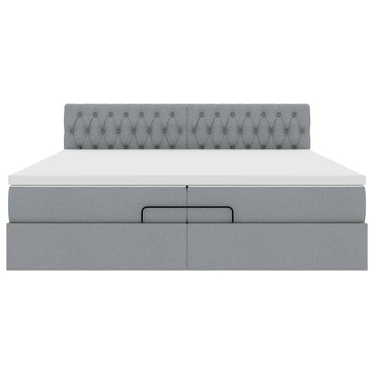 vidaXL Ottoman-Bett mit Matratze Hellgrau 200x200 cm Stoff