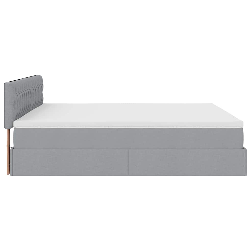 vidaXL Ottoman-Bett mit Matratze Hellgrau 200x200 cm Stoff