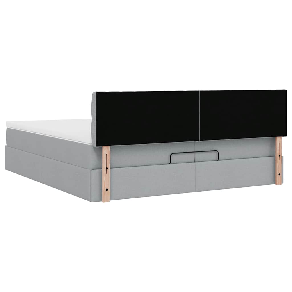 vidaXL Ottoman-Bett mit Matratze Hellgrau 200x200 cm Stoff
