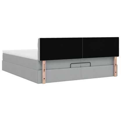 vidaXL Ottoman-Bett mit Matratze Hellgrau 200x200 cm Stoff