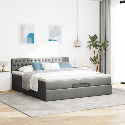 vidaXL Lit ottoman avec matelas gris foncé 200x200 cm tissu