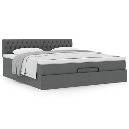 vidaXL Lit ottoman avec matelas gris foncé 200x200 cm tissu