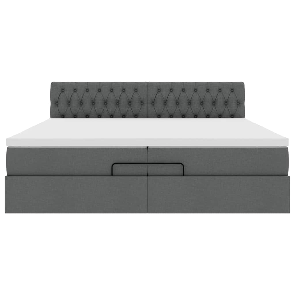 vidaXL Lit ottoman avec matelas gris foncé 200x200 cm tissu