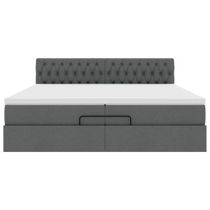vidaXL Lit ottoman avec matelas gris foncé 200x200 cm tissu