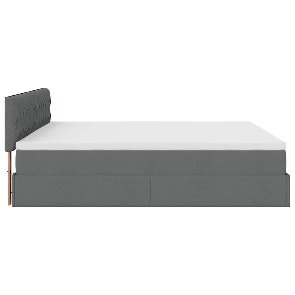 vidaXL Lit ottoman avec matelas gris foncé 200x200 cm tissu