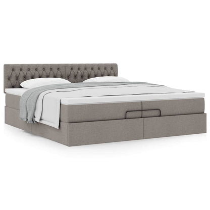 vidaXL Ottoman-Bett mit Matratze Taupe 200x200 cm Stoff
