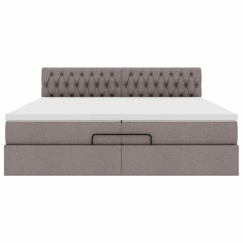 vidaXL Ottoman-Bett mit Matratze Taupe 200x200 cm Stoff